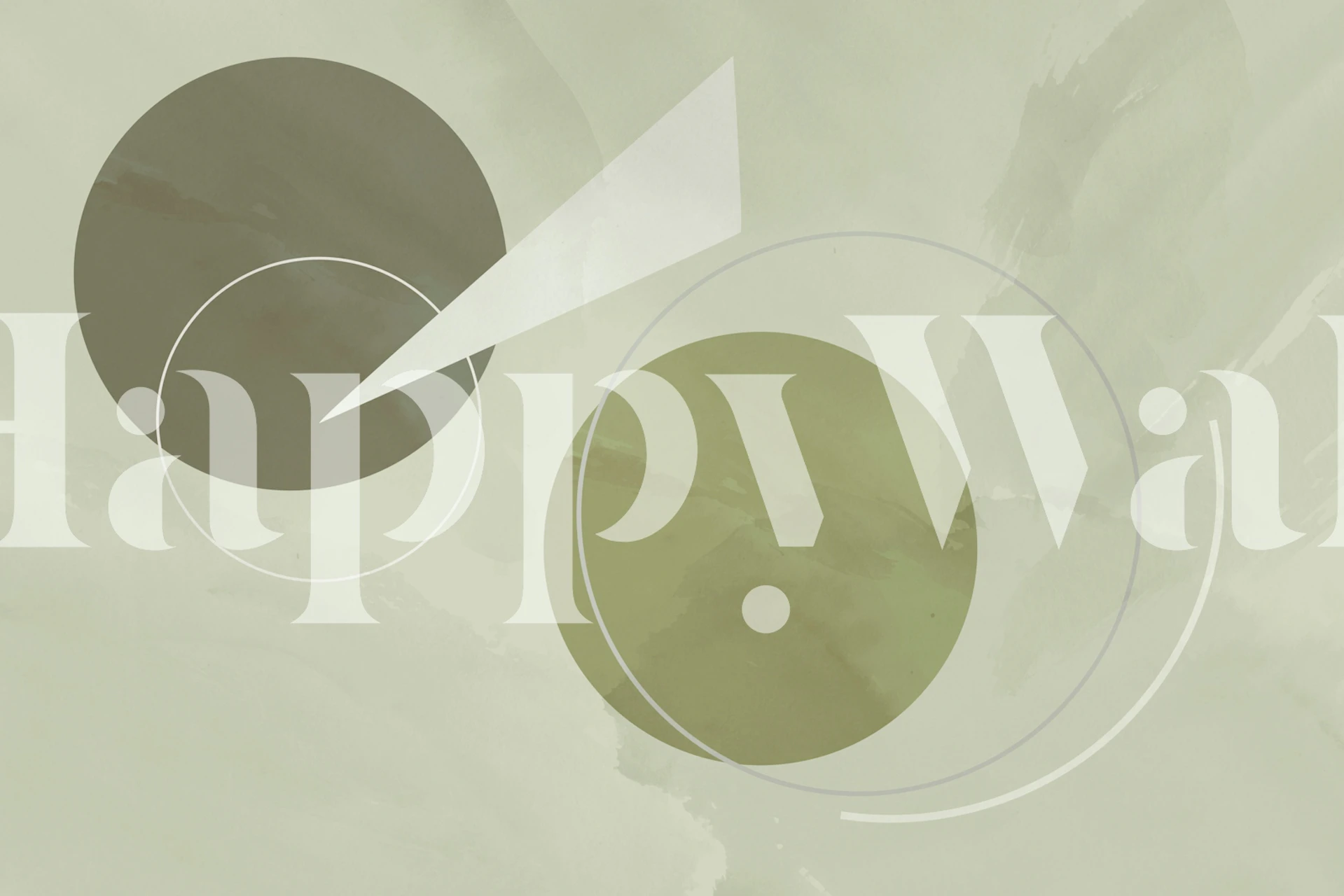 Zidni mural s geometrijskim oblicima kadulje i sive boje u modernom stilu sredinom stoljeća