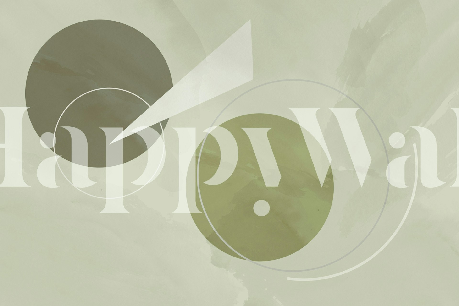 Sage and grey geometric shapes wall mural in mid-century modern style