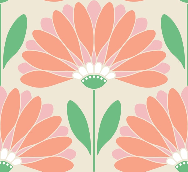 Pink Peach and Green Daisies - Large