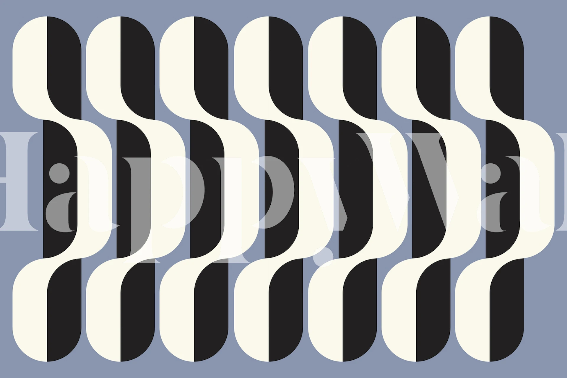 Tapeta Vintage Abstract Space Age Geo Pattern w pokoju