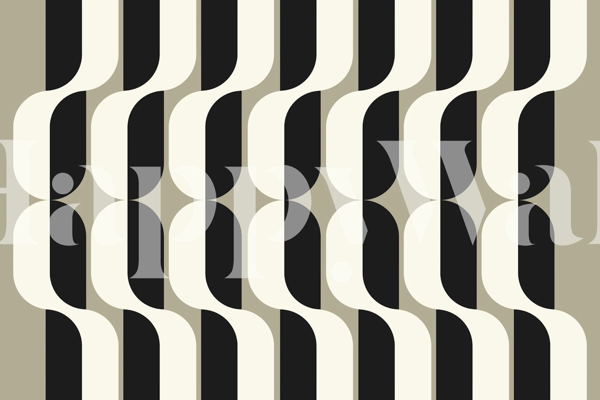 Geometric shapes in black, white, and cream tones wallpaper