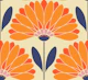 Orange Daisies with Blue Leaves - Large