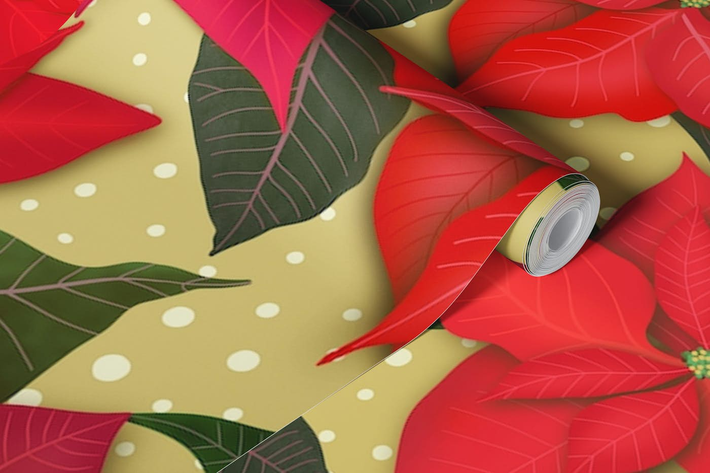 Poinsettias 2 wallpaper roll