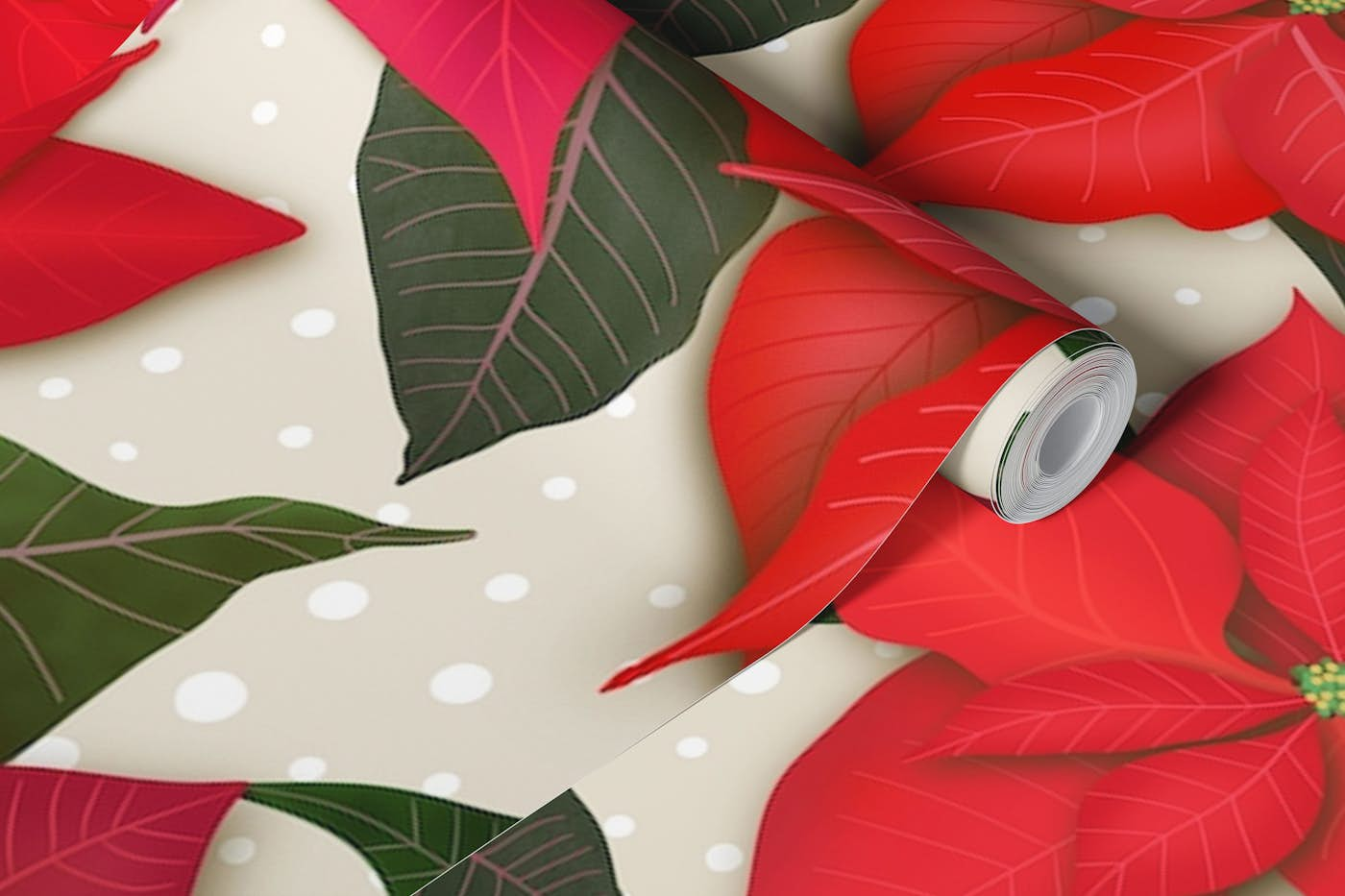 Poinsettias 3 wallpaper roll