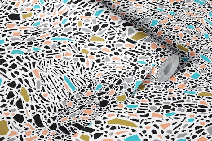 Abstract forms of terrazzo Awallpaper roll