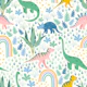 Dinosaur fantasy with rainbows and stars