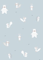 Forest animals blue ταπετσαρία