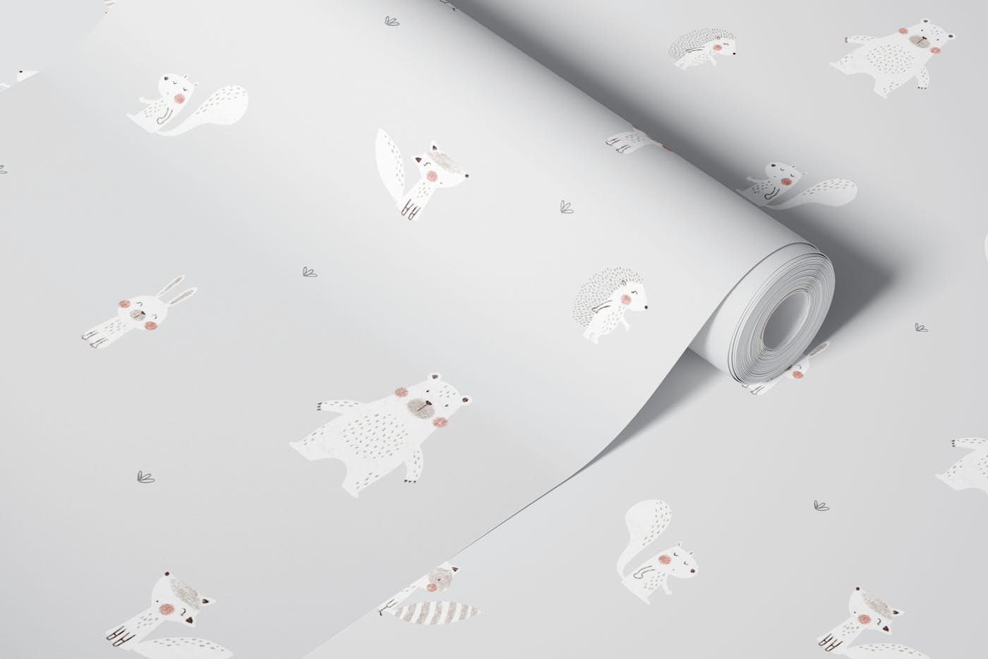 Forest animals gray wallpaper roll