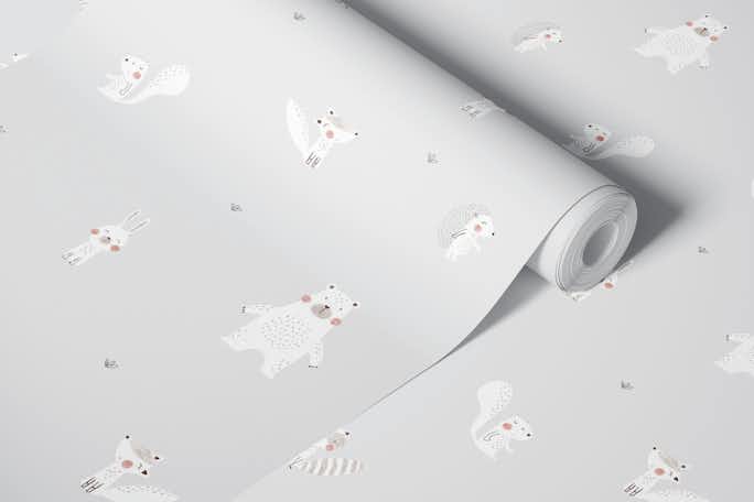Forest animals graywallpaper roll