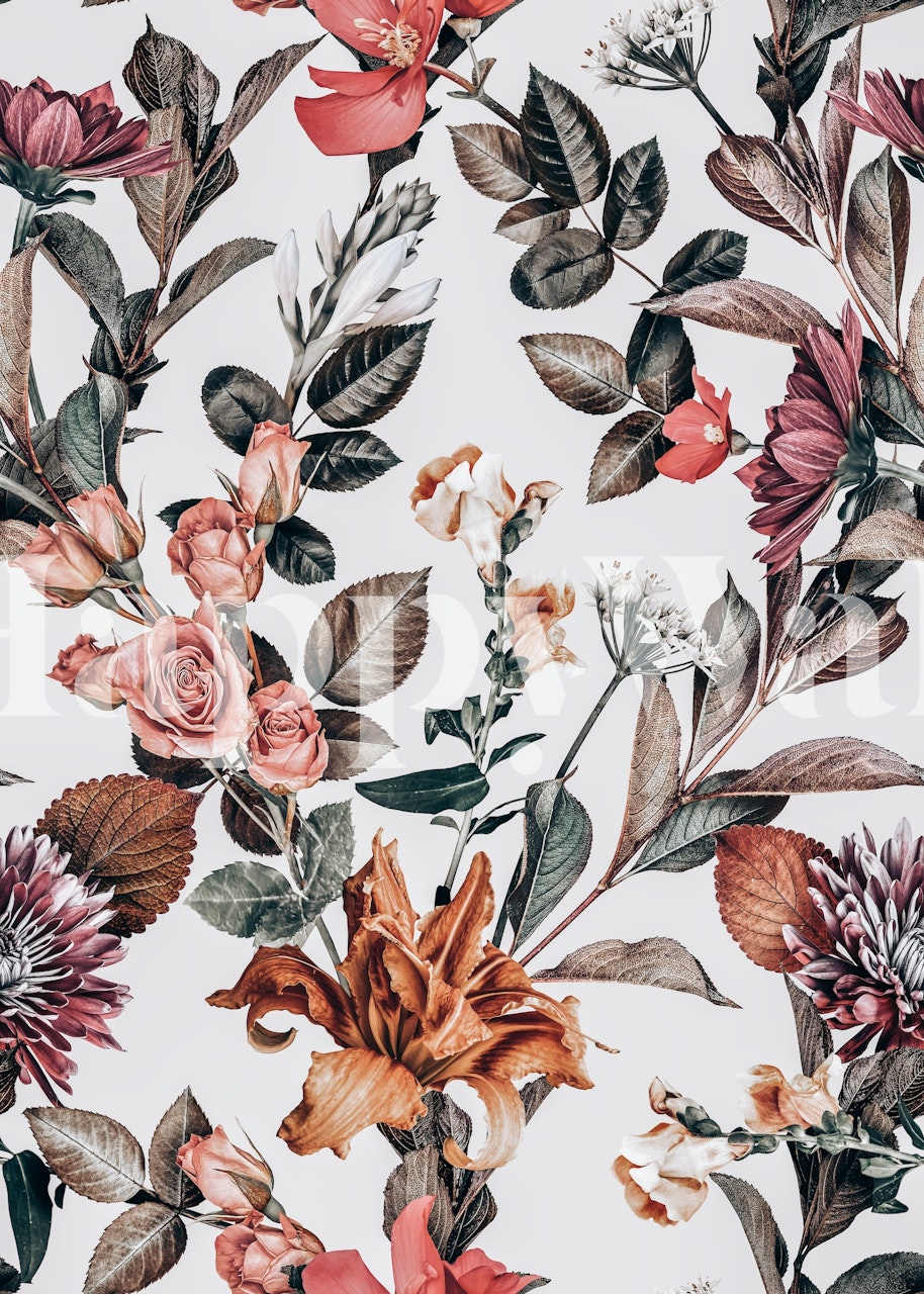 Projekt kwiatowej tapety w ustawieniu pokoju