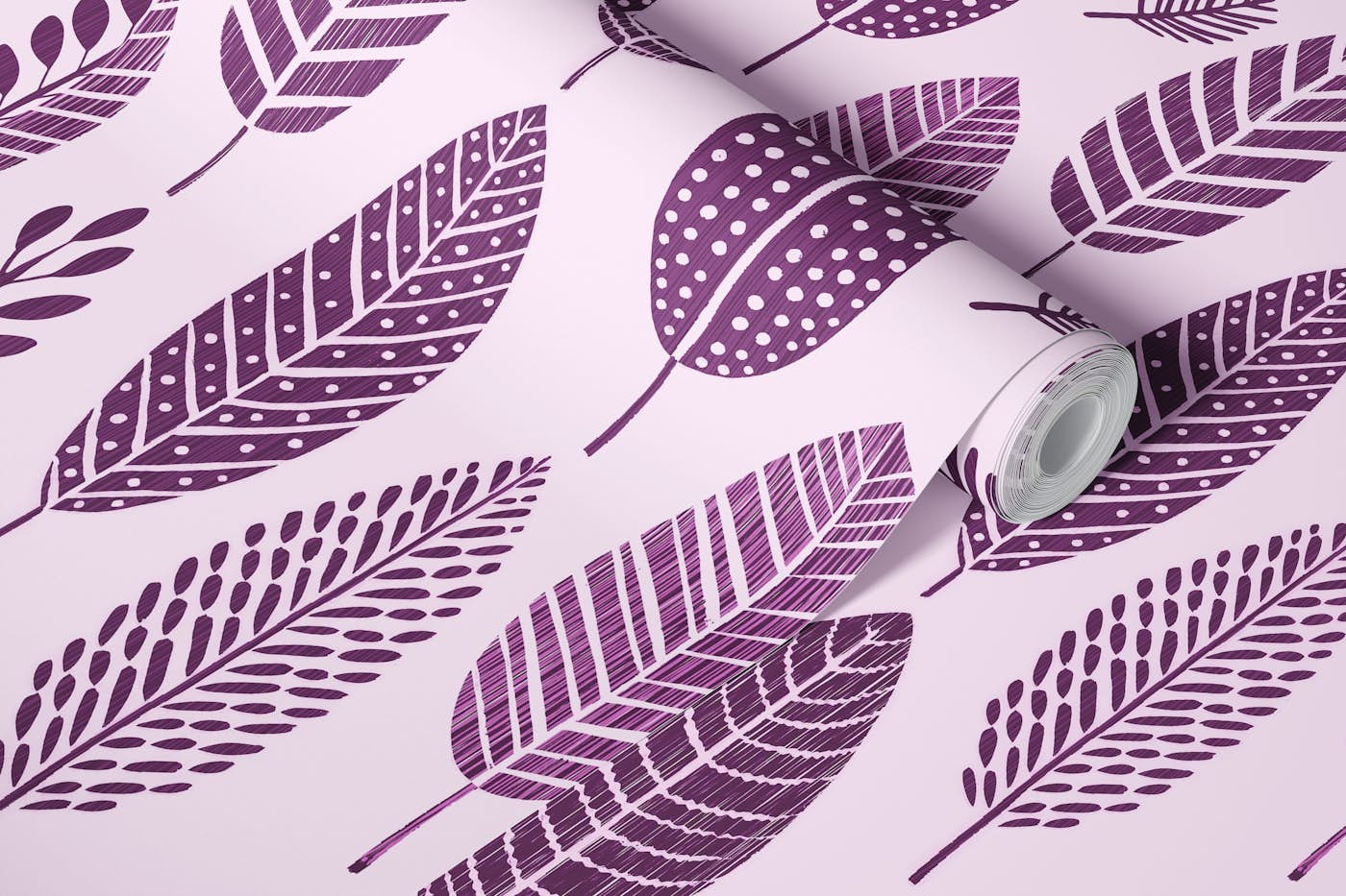 Charming Autumn Vibe Leaf Pattern Purple wallpaper roll