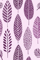 Charming Autumn Vibe Leaf Pattern Purple behang