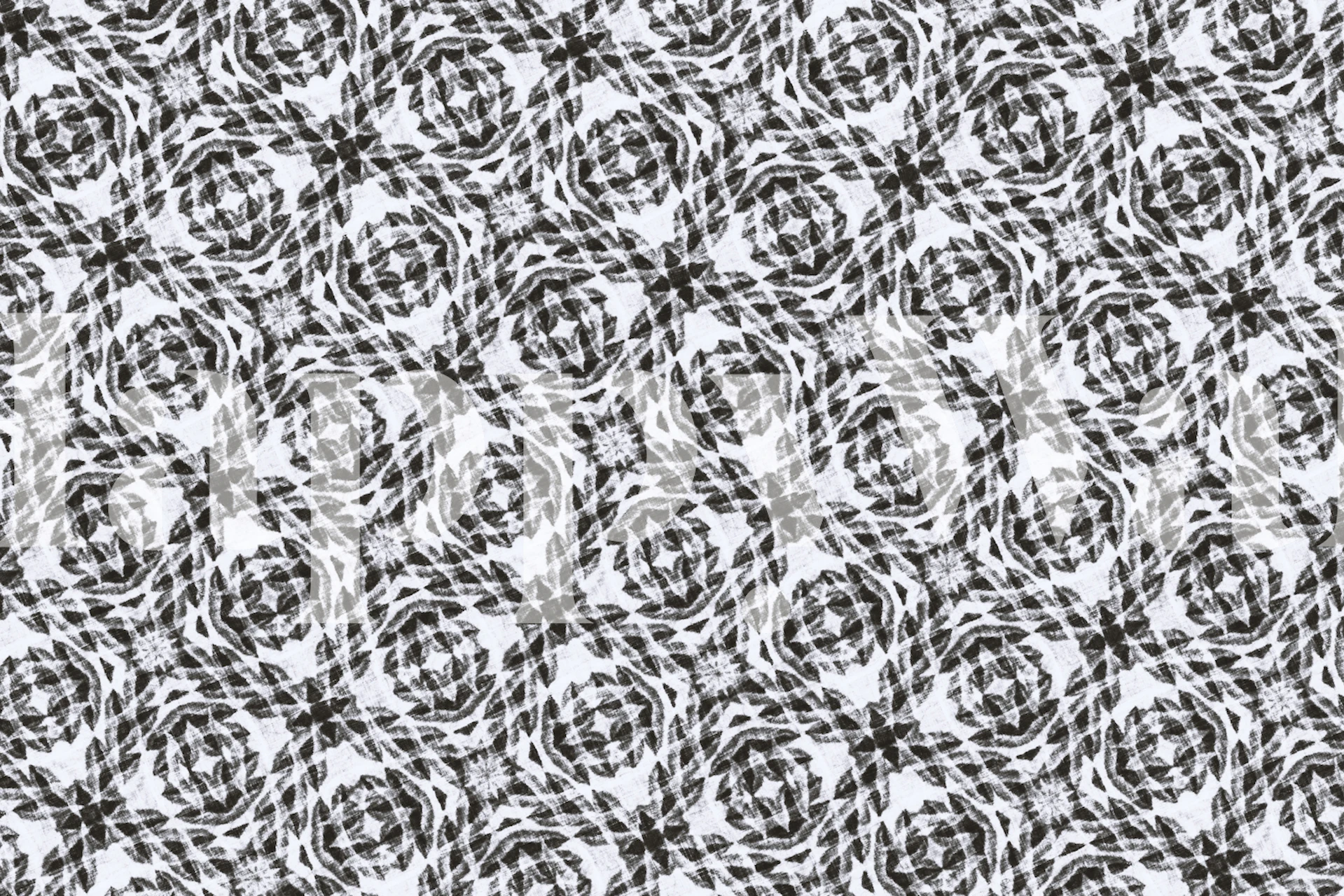 Bohemian_mosaic_BW_23 mustavalkoinen tapetti huoneessa