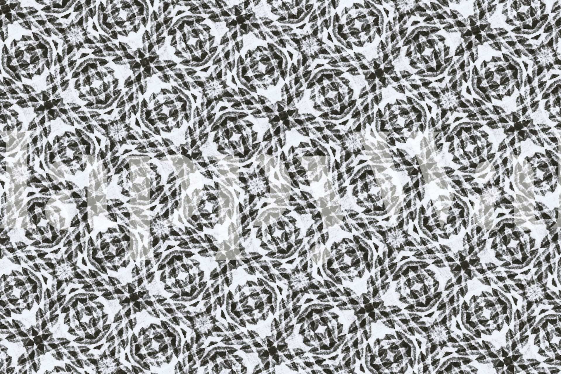 Bohemian_mosaic_BW_23 svart-hvitt tapet i et rom