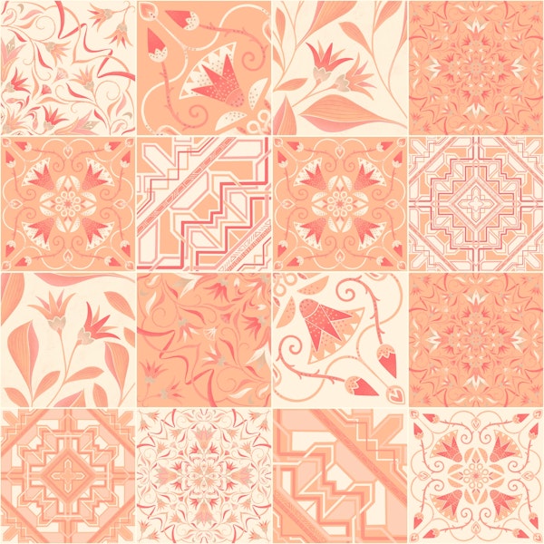 Peach Fuzz egyptian tiles