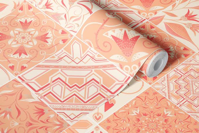 Peach Fuzz egyptian tileswallpaper roll