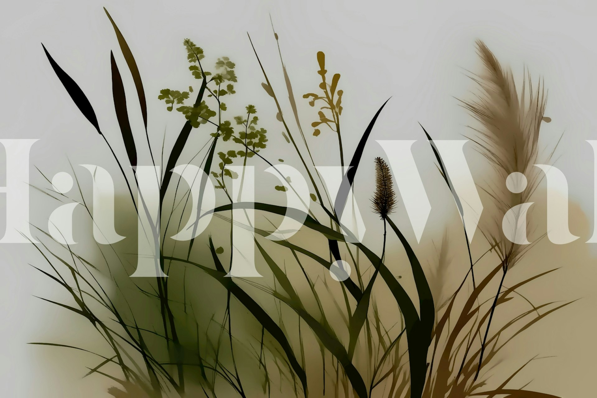 Fototapeta s náladovým botanickým designem v japonském stylu