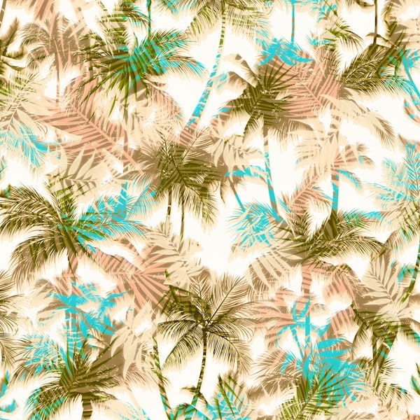 Abstract leaf and tropical palm trees