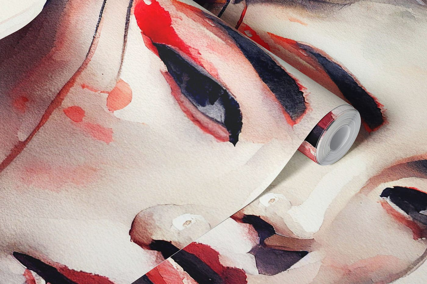 Watercolor Modern Geisha #8 wallpaper roll