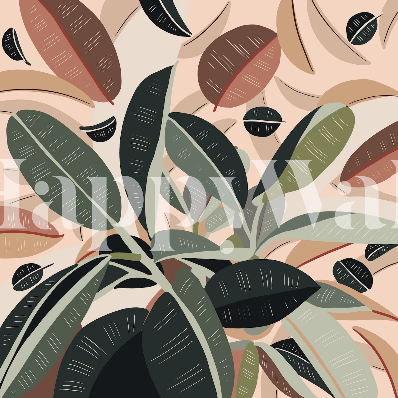 Enkel botanisk digital målning tapet