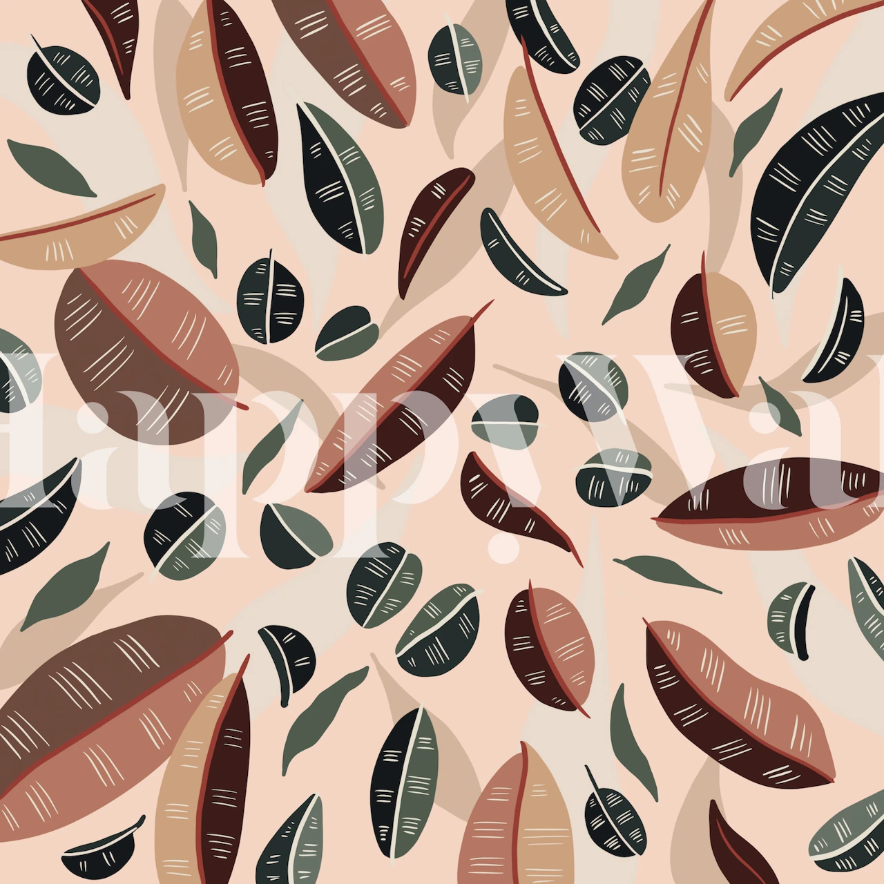 Simple botanical design featuring leaves wallpaper