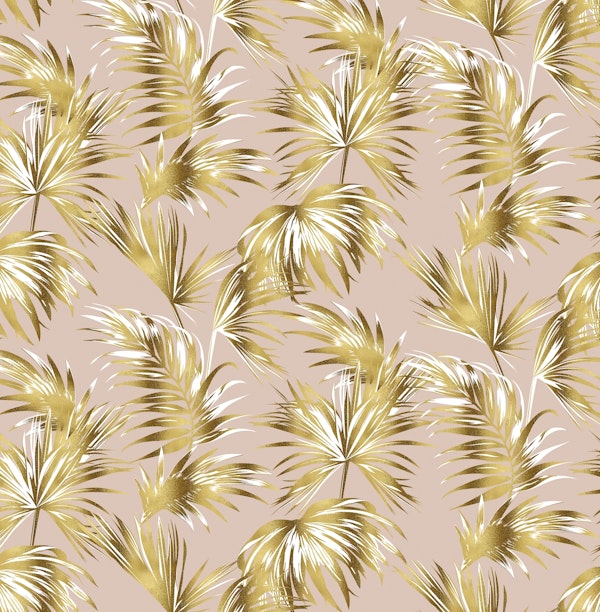 Golden palm leaf and pink