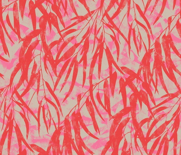 Abstract leaves - red orange & pink