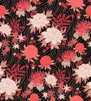 Asian blooms - black & red carta da parati