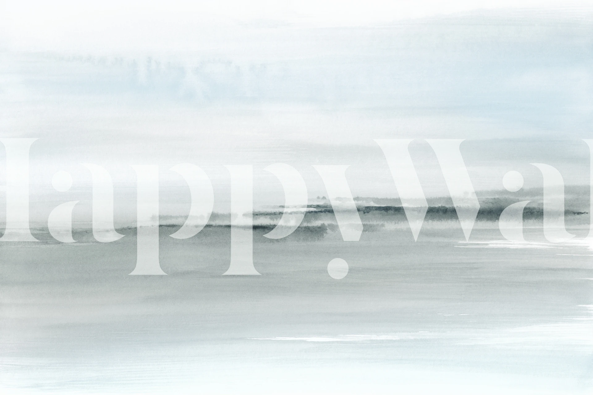 Abstrakti pehmeä sininen akvarelli rannikkomaisema seinämaalaus