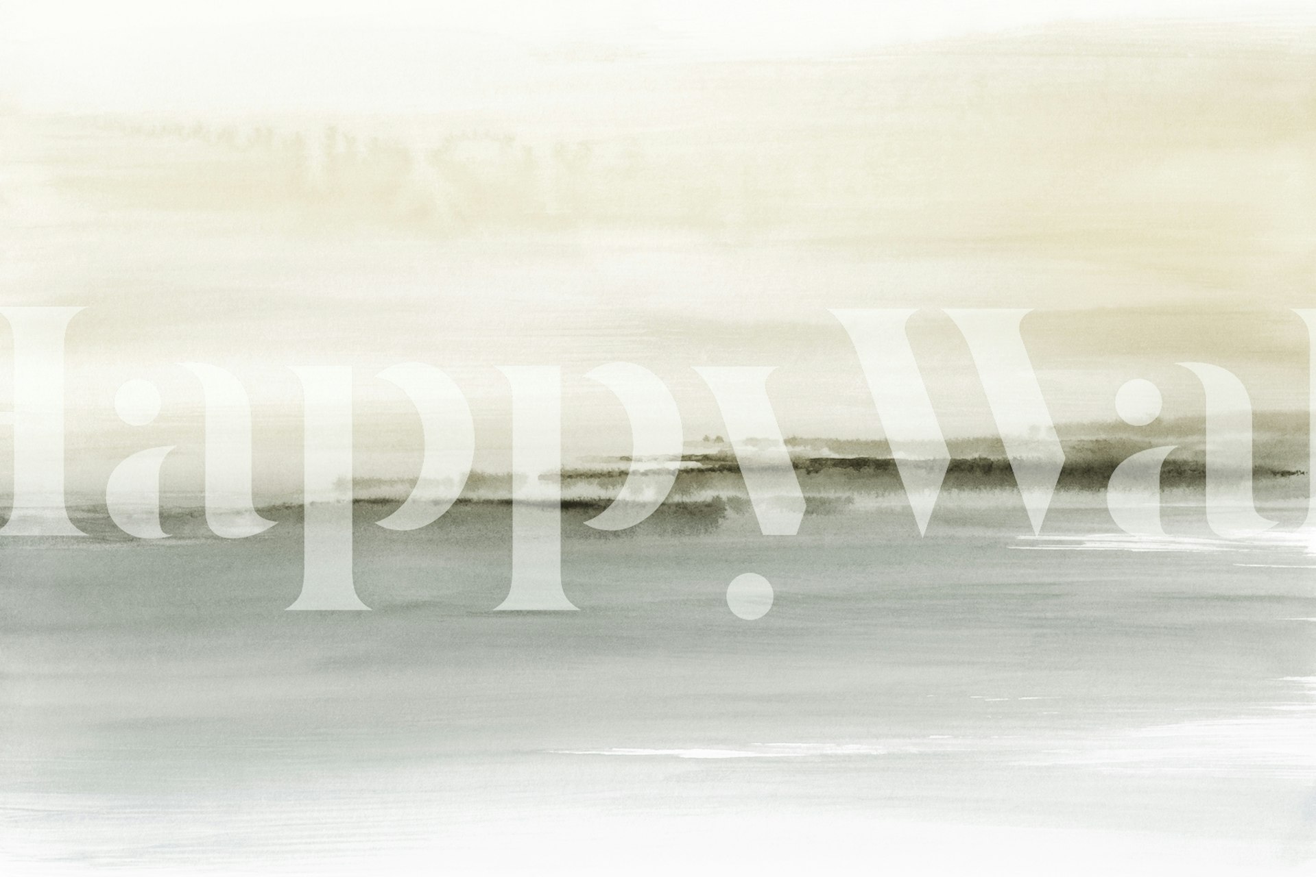 Watercolor landscape with neutral green and beige tones wallpaper