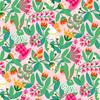 Wonderland fairy garden pink/ green wallpaper