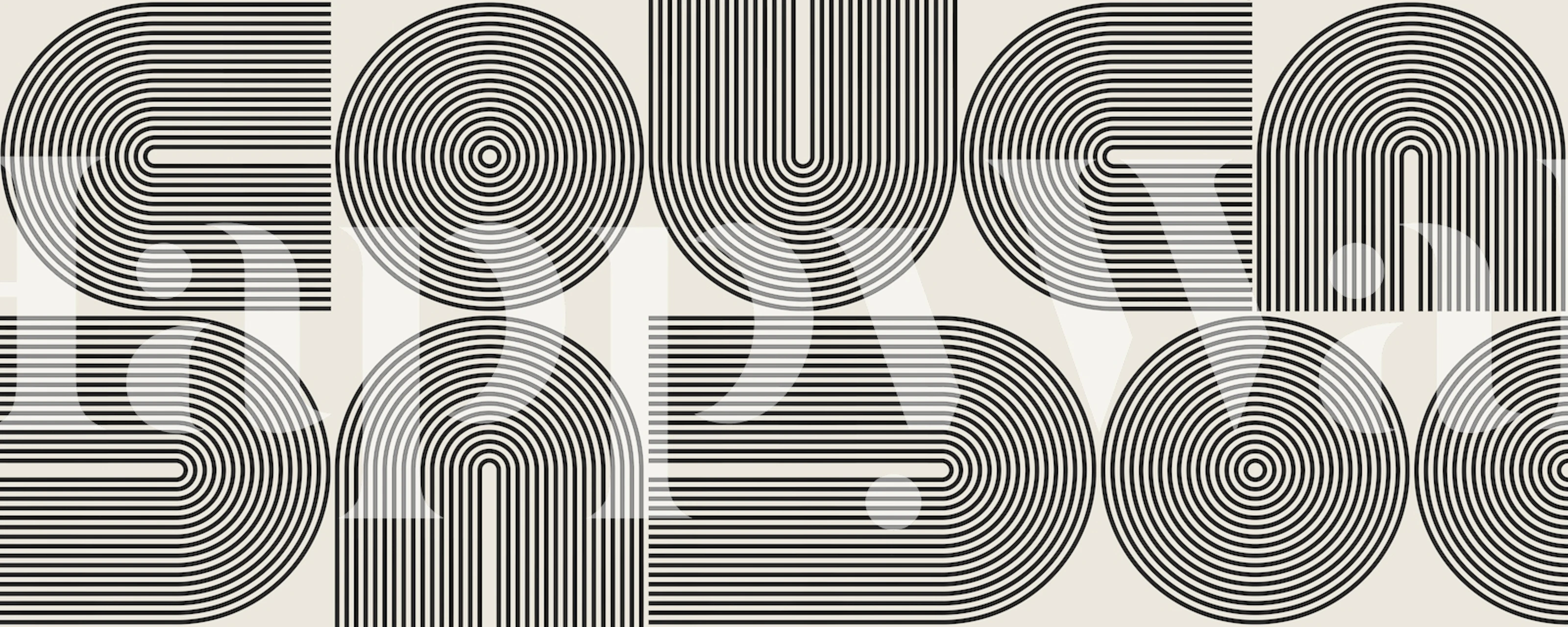 Carta da parati con linee e cerchi astratti in toni neutri