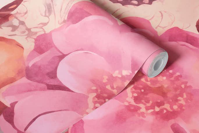 Pastel Pink Butterfly Gardenwallpaper roll