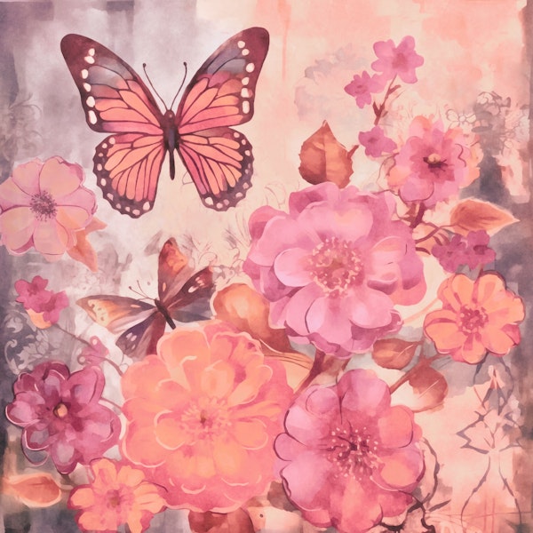 Pastel Pink Butterfly Garden