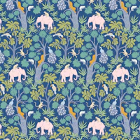 Elephant Jungle - colourful tapete