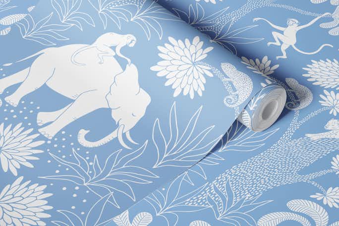 Elephant Jungle - bluewallpaper roll
