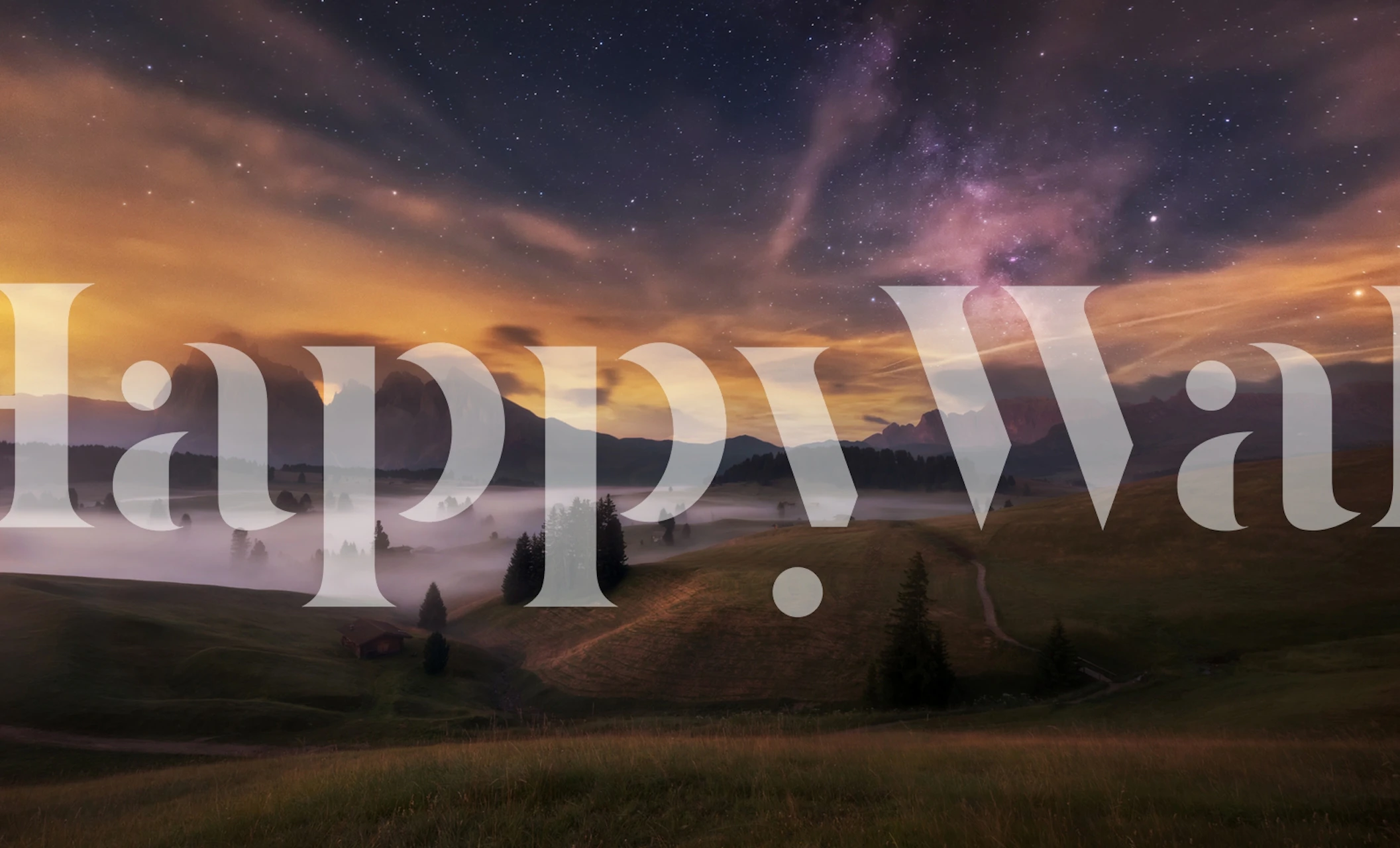 Alpe di Siusi at night wall mural featuring starry sky and mountain landscape