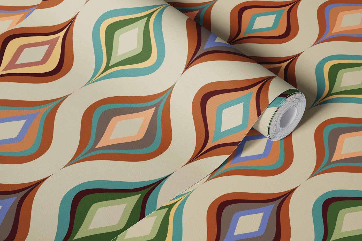 1970s Retro Curvilinear wallpaper roll