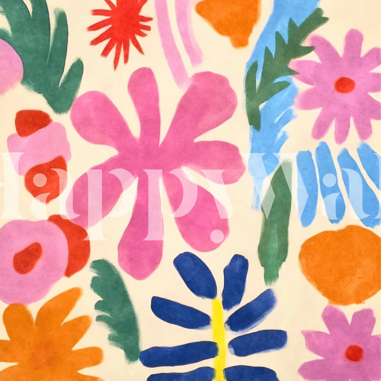 Colorful floral wallpaper in a modern room