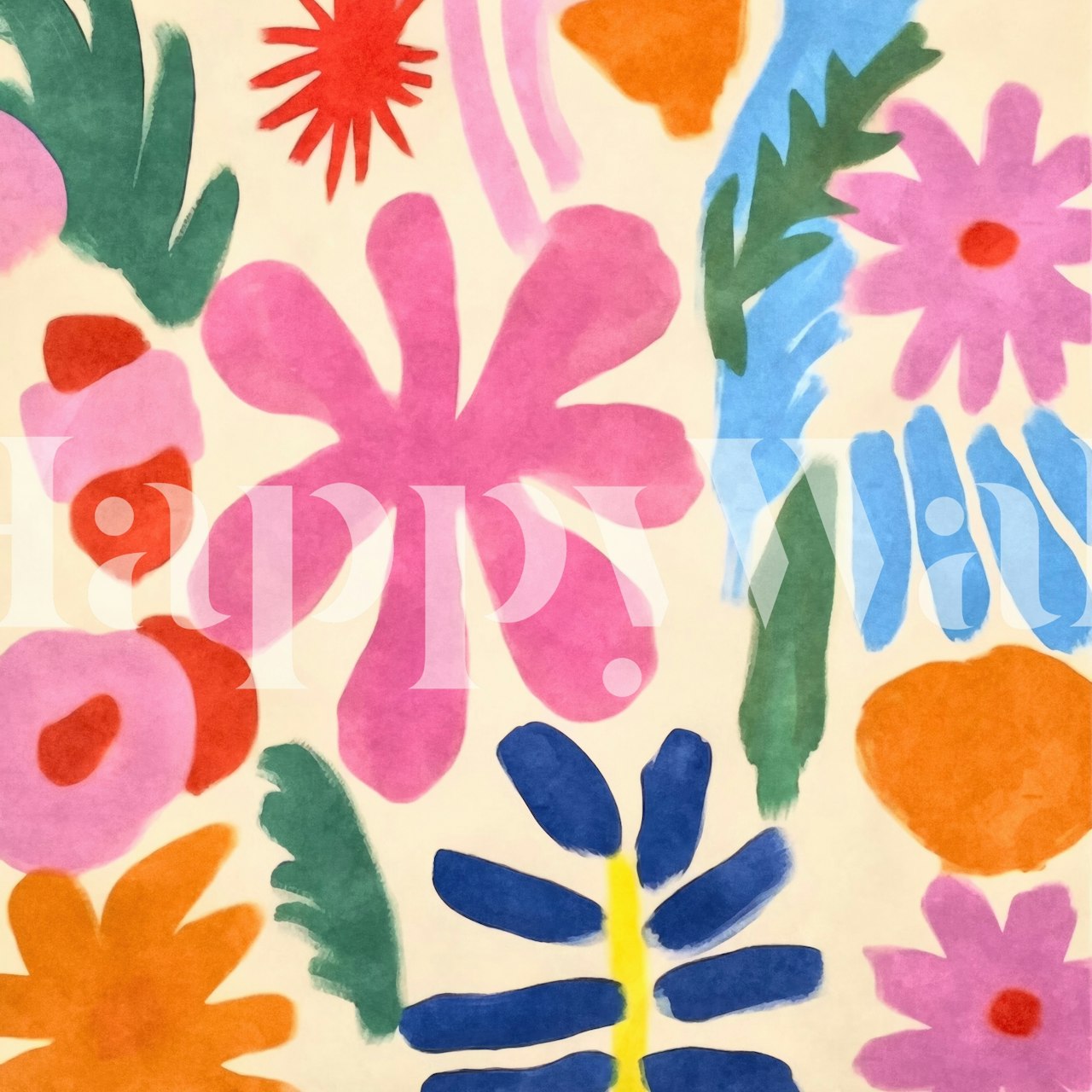 Carta da parati floreale colorata in una stanza moderna