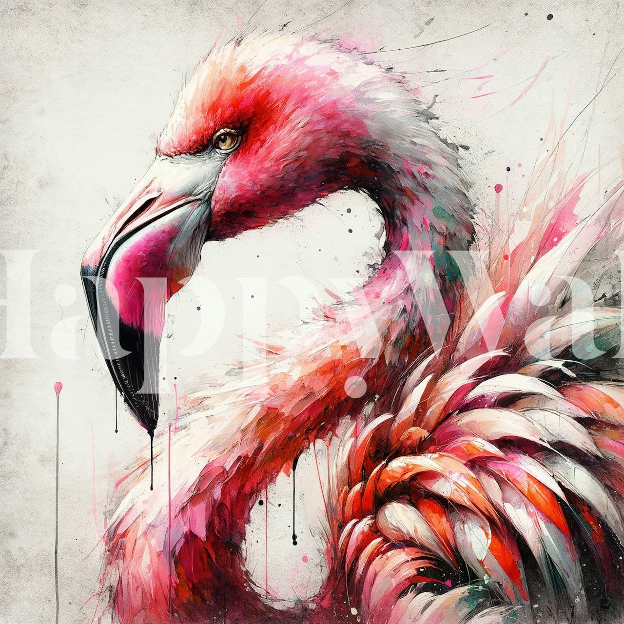 Tapeta Watercolor Flamingo v pokoji