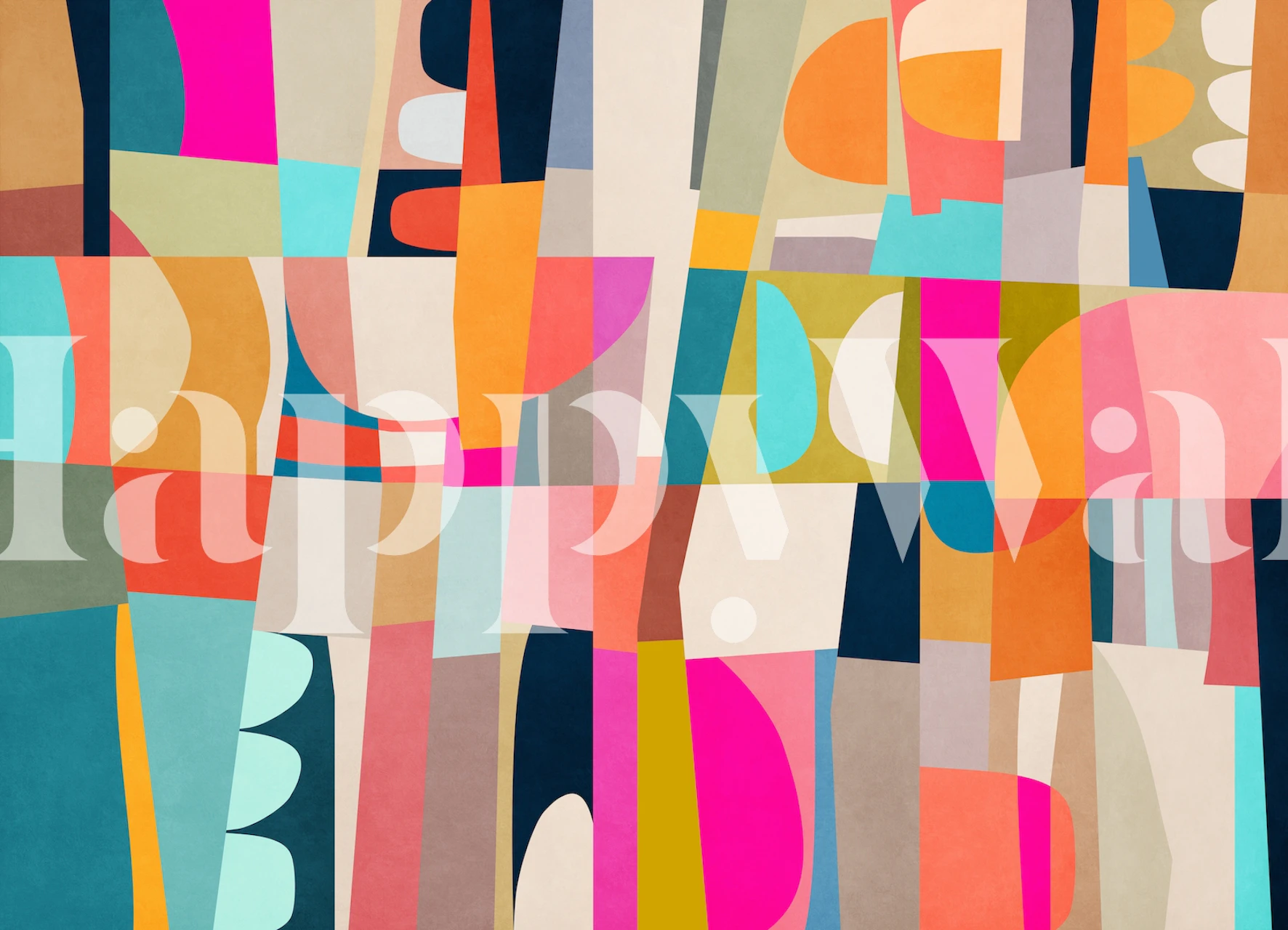 Geometric wallpaper in a colorful room