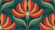 Retro Geometric Floral Teal Green Red Orange
