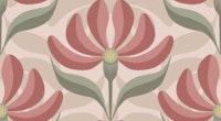 Retro Geometric Floral Rose Pink Cream wallpaper