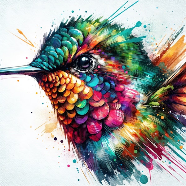 Watercolor Hummingbird Portrait