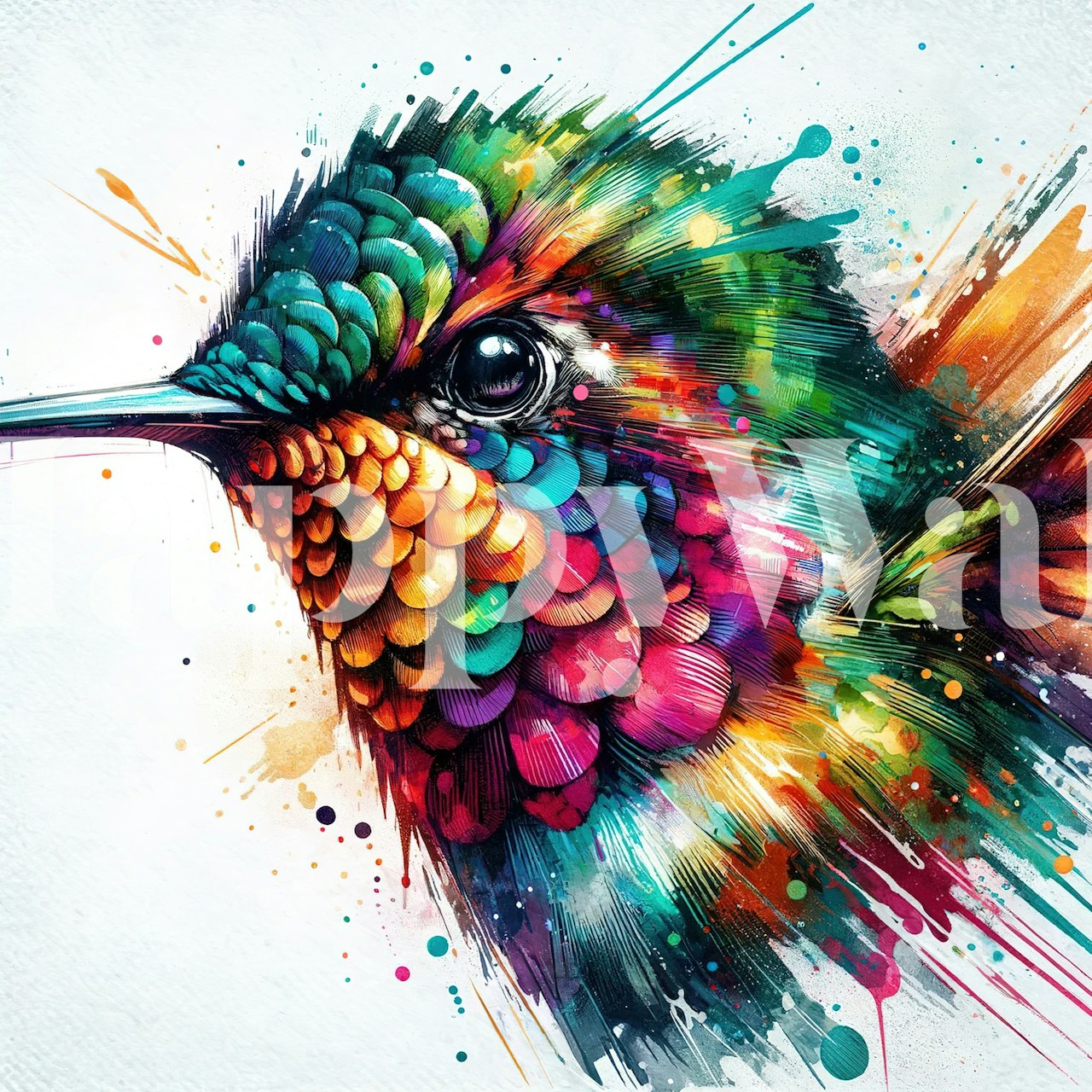 Colorful watercolor hummingbird art with bright details wallpaper
