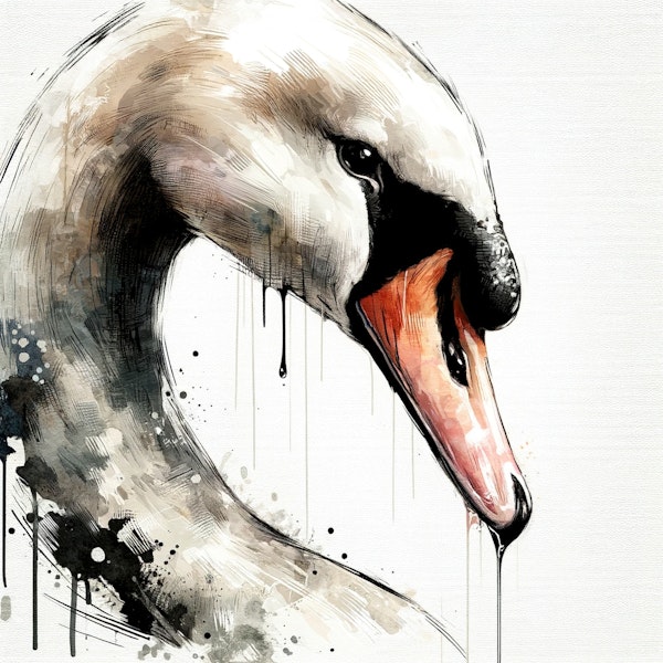 Watercolor Swan Portrait