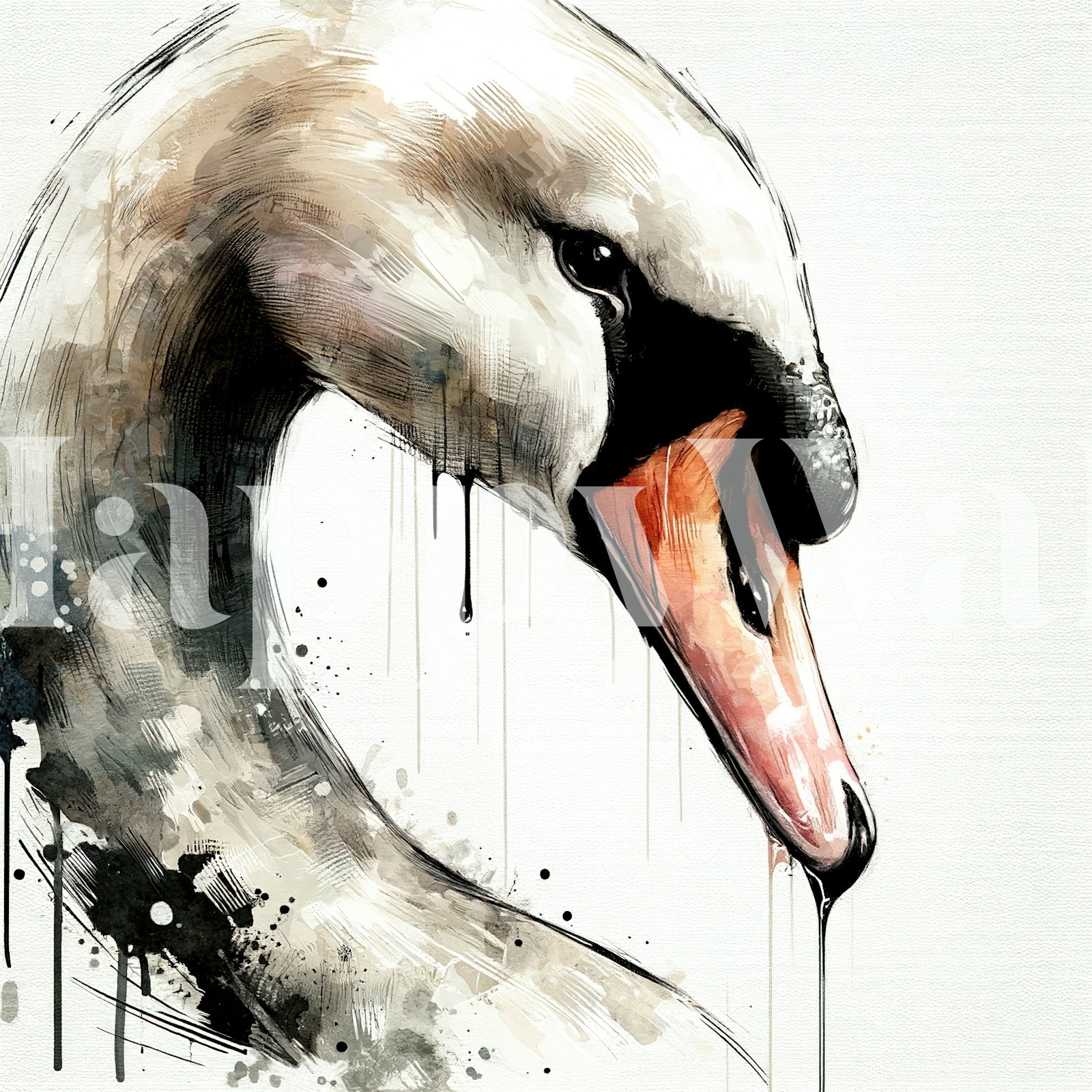 Watercolor Swan wallpaper | Happywall