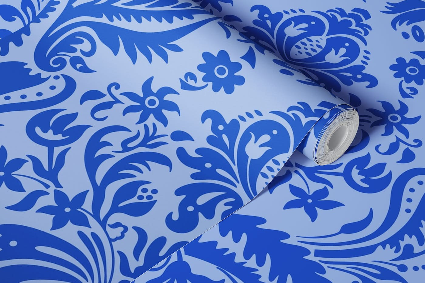 Damask Pattern 1 Blue wallpaper roll