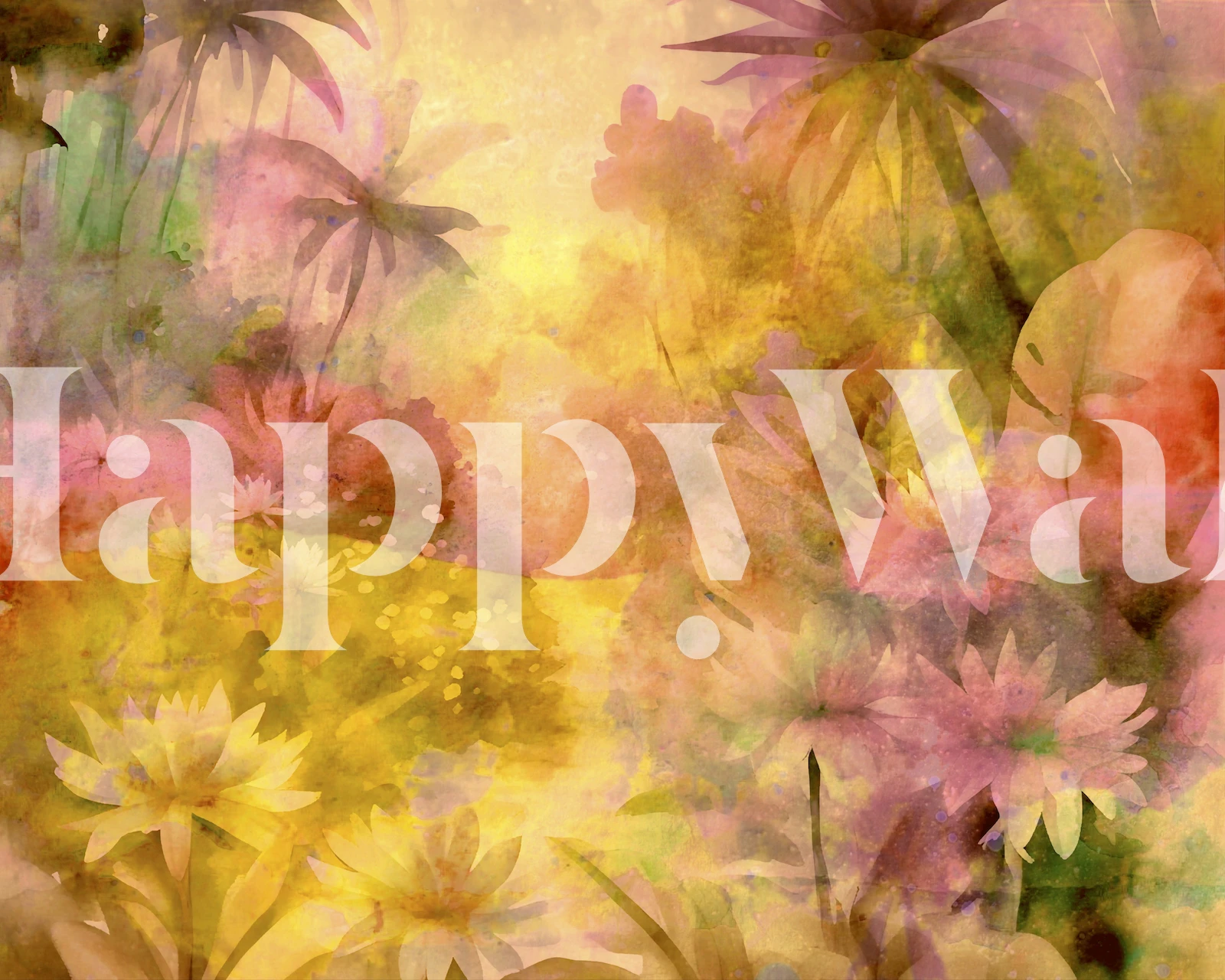 Tropical sunny yellow forest wallpaper design in a room